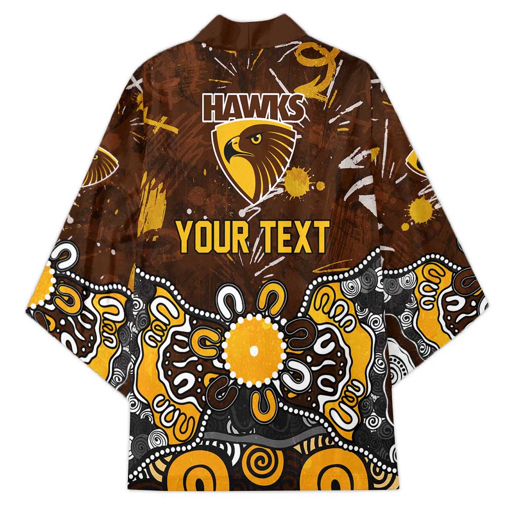 Personalized Hawthorn Hawks Kimono Aboriginal Dot Painting Graffiti Style