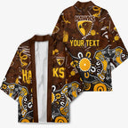 Personalized Hawthorn Hawks Kimono Aboriginal Dot Painting Graffiti Style
