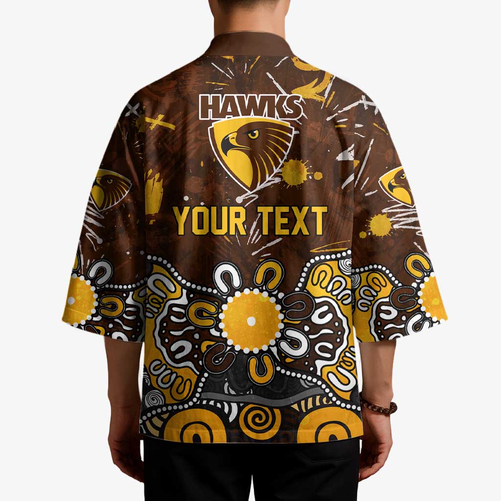 Personalized Hawthorn Hawks Kimono Aboriginal Dot Painting Graffiti Style