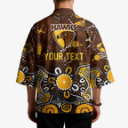 Personalized Hawthorn Hawks Kimono Aboriginal Dot Painting Graffiti Style