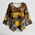 Personalized Hawthorn Hawks Kimono Sleeve Blouse Aboriginal Dot Painting Graffiti Style