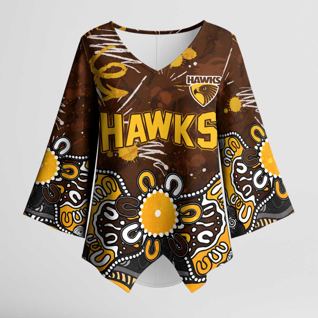 Personalized Hawthorn Hawks Kimono Sleeve Blouse Aboriginal Dot Painting Graffiti Style