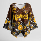 Personalized Hawthorn Hawks Kimono Sleeve Blouse Aboriginal Dot Painting Graffiti Style