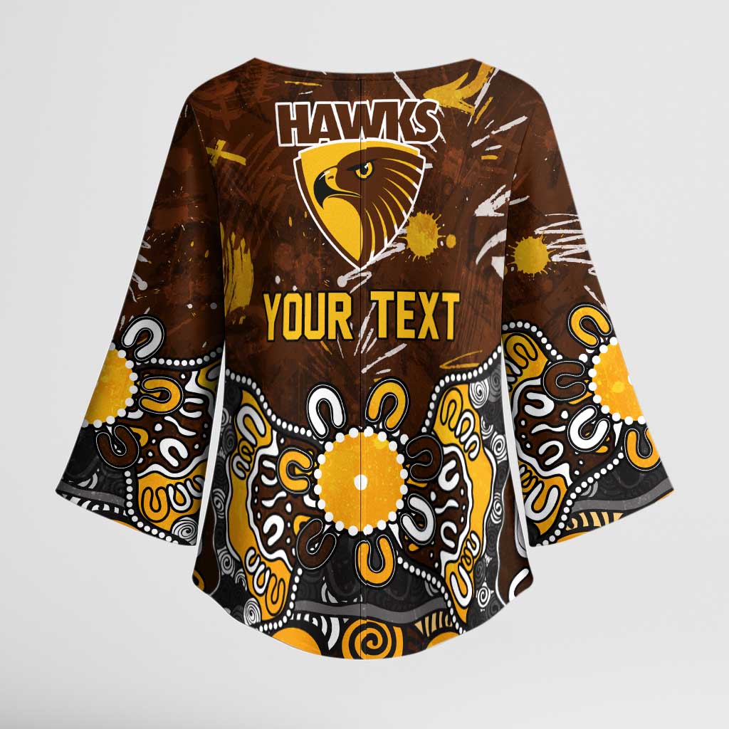 Personalized Hawthorn Hawks Kimono Sleeve Blouse Aboriginal Dot Painting Graffiti Style