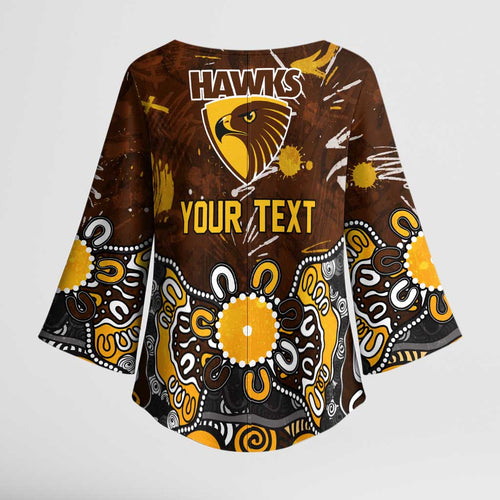 Personalized Hawthorn Hawks Kimono Sleeve Blouse Aboriginal Dot Painting Graffiti Style