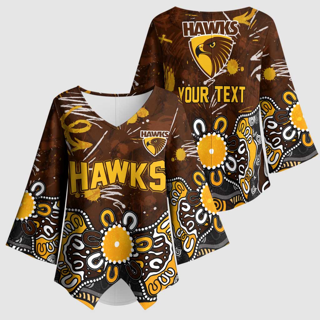 Personalized Hawthorn Hawks Kimono Sleeve Blouse Aboriginal Dot Painting Graffiti Style