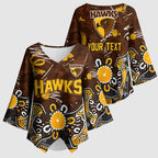 Personalized Hawthorn Hawks Kimono Sleeve Blouse Aboriginal Dot Painting Graffiti Style