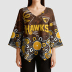 Personalized Hawthorn Hawks Kimono Sleeve Blouse Aboriginal Dot Painting Graffiti Style