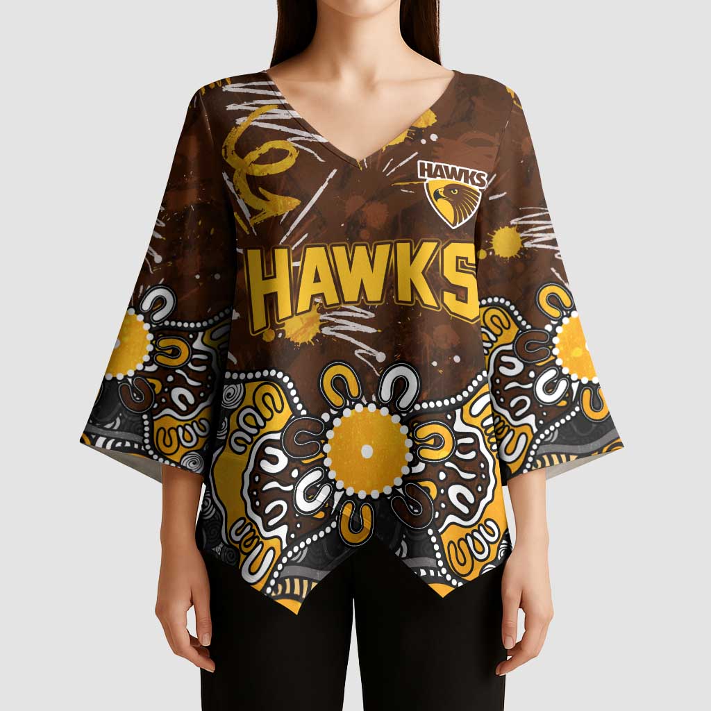 Personalized Hawthorn Hawks Kimono Sleeve Blouse Aboriginal Dot Painting Graffiti Style