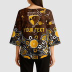 Personalized Hawthorn Hawks Kimono Sleeve Blouse Aboriginal Dot Painting Graffiti Style