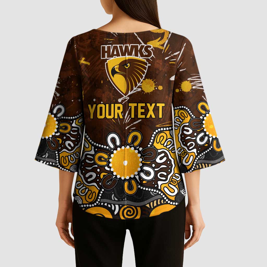 Personalized Hawthorn Hawks Kimono Sleeve Blouse Aboriginal Dot Painting Graffiti Style