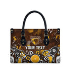 Personalized Hawthorn Hawks Leather Bag Aboriginal Dot Painting Graffiti Style