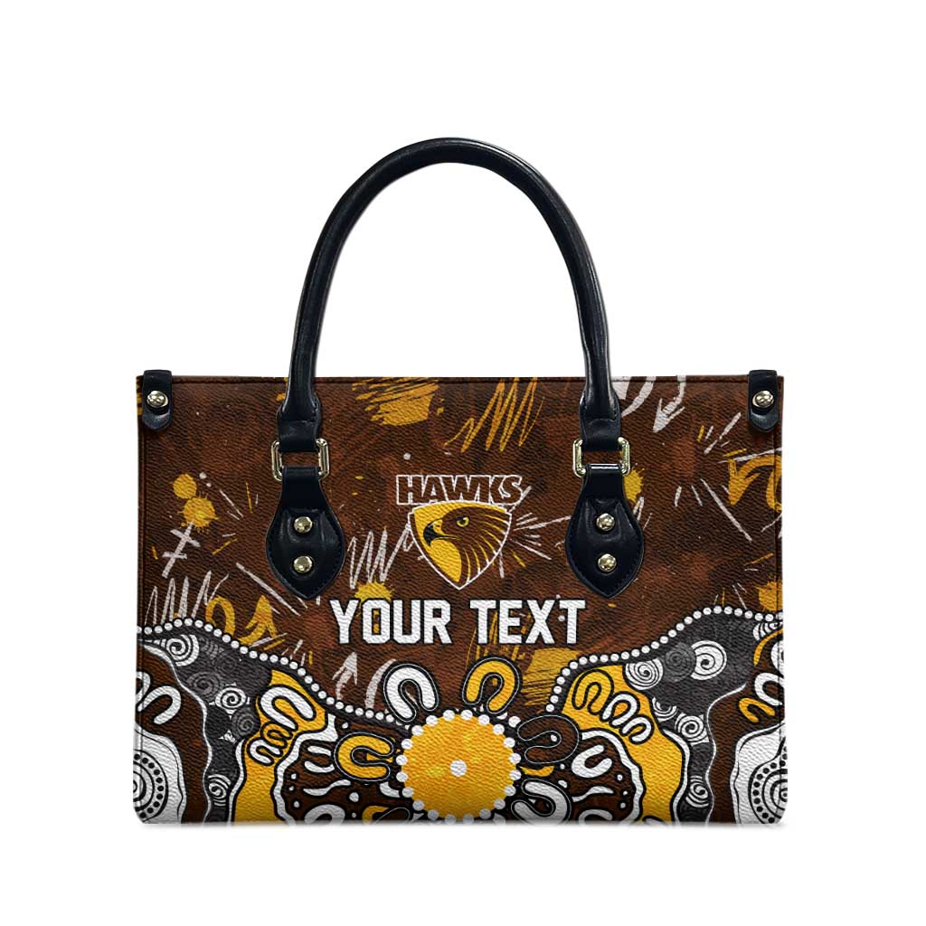 Personalized Hawthorn Hawks Leather Bag Aboriginal Dot Painting Graffiti Style