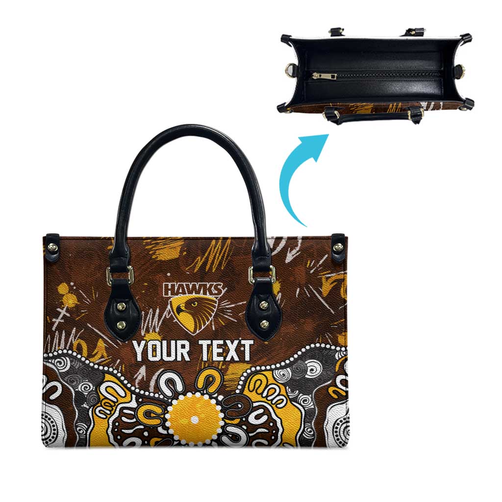 Personalized Hawthorn Hawks Leather Bag Aboriginal Dot Painting Graffiti Style