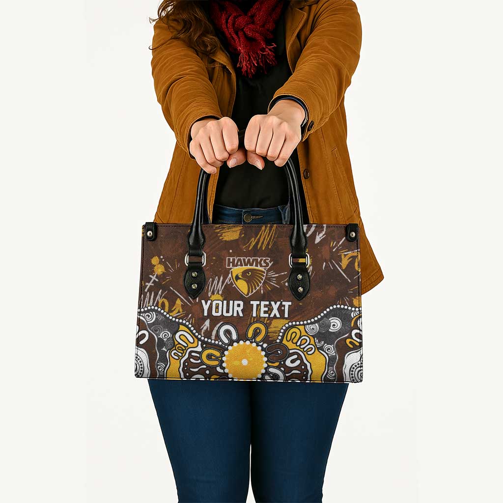 Personalized Hawthorn Hawks Leather Bag Aboriginal Dot Painting Graffiti Style