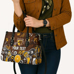 Personalized Hawthorn Hawks Leather Bag Aboriginal Dot Painting Graffiti Style