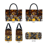 Personalized Hawthorn Hawks Leather Bag Aboriginal Dot Painting Graffiti Style