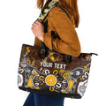 Personalized Hawthorn Hawks Leather Tote Bag Aboriginal Dot Painting Graffiti Style