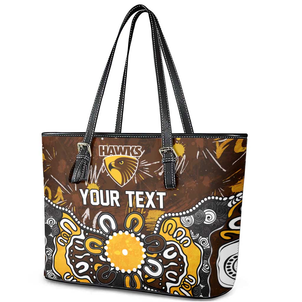 Personalized Hawthorn Hawks Leather Tote Bag Aboriginal Dot Painting Graffiti Style