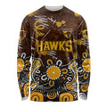 Personalized Hawthorn Hawks Long Sleeve Shirt Aboriginal Dot Painting Graffiti Style