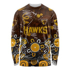 Personalized Hawthorn Hawks Long Sleeve Shirt Aboriginal Dot Painting Graffiti Style