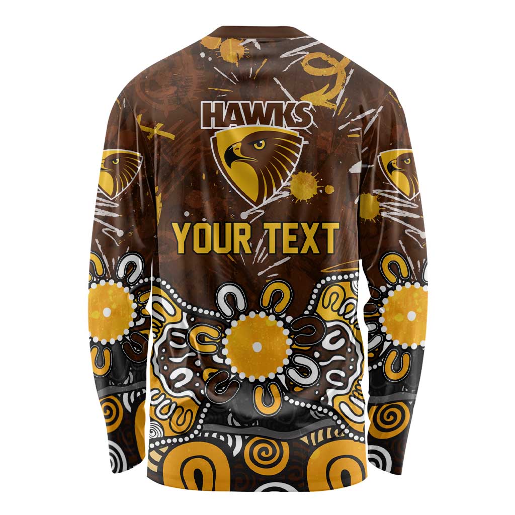 Personalized Hawthorn Hawks Long Sleeve Shirt Aboriginal Dot Painting Graffiti Style