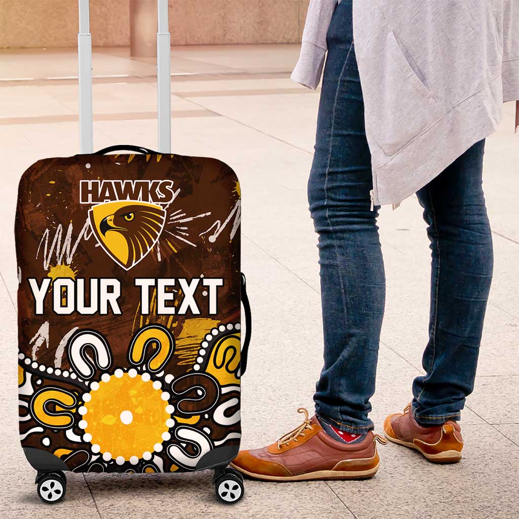 Personalized Hawthorn Hawks Luggage Cover Aboriginal Dot Painting Graffiti Style