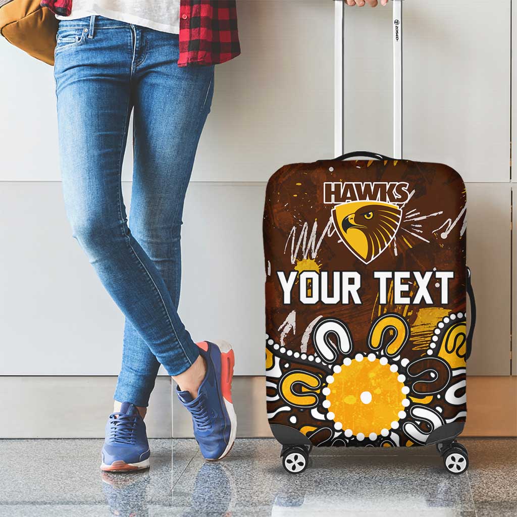 Personalized Hawthorn Hawks Luggage Cover Aboriginal Dot Painting Graffiti Style