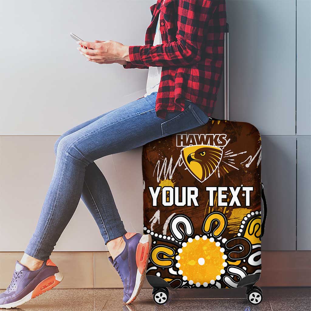 Personalized Hawthorn Hawks Luggage Cover Aboriginal Dot Painting Graffiti Style