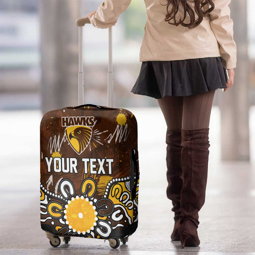 Personalized Hawthorn Hawks Luggage Cover Aboriginal Dot Painting Graffiti Style