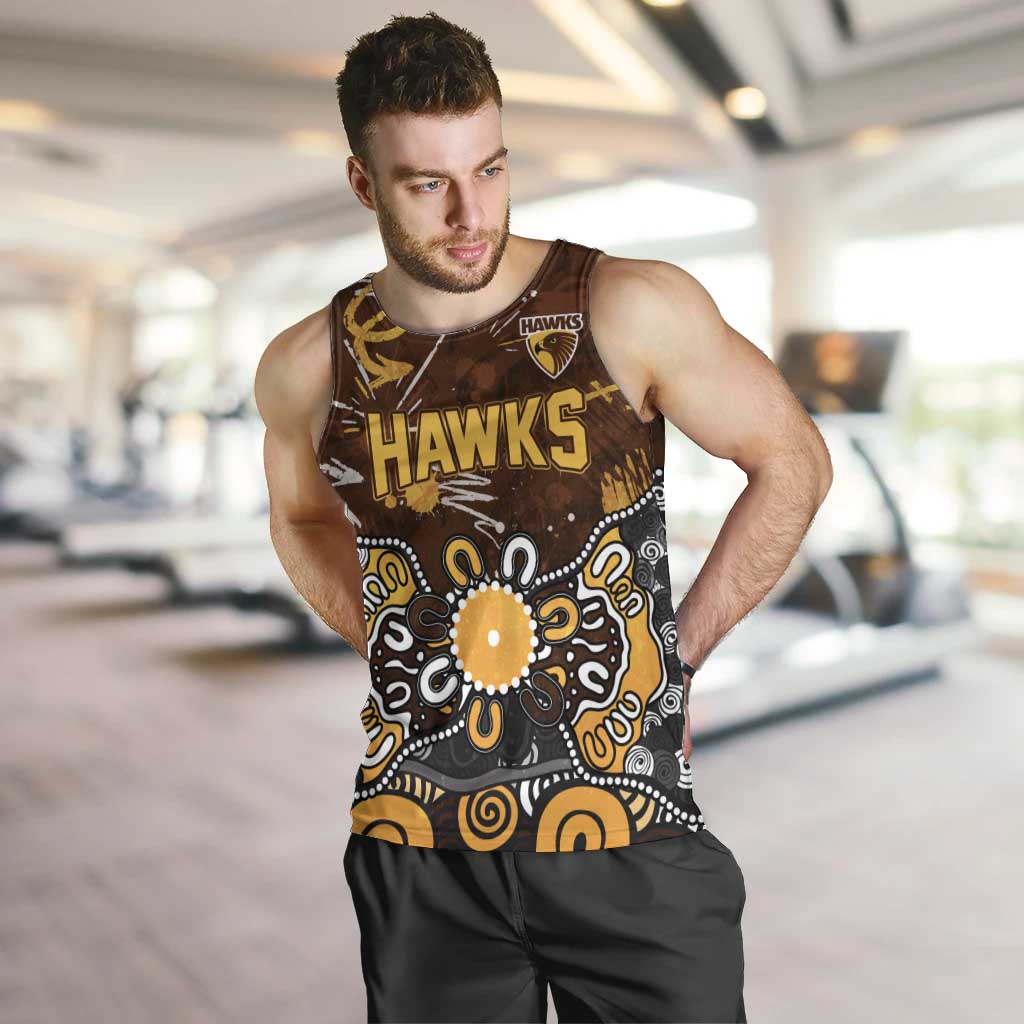 Personalized Hawthorn Hawks Men Tank Top Aboriginal Dot Painting Graffiti Style
