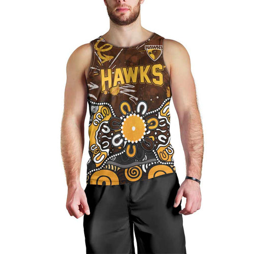 Personalized Hawthorn Hawks Men Tank Top Aboriginal Dot Painting Graffiti Style