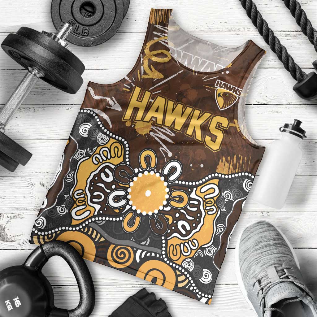 Personalized Hawthorn Hawks Men Tank Top Aboriginal Dot Painting Graffiti Style