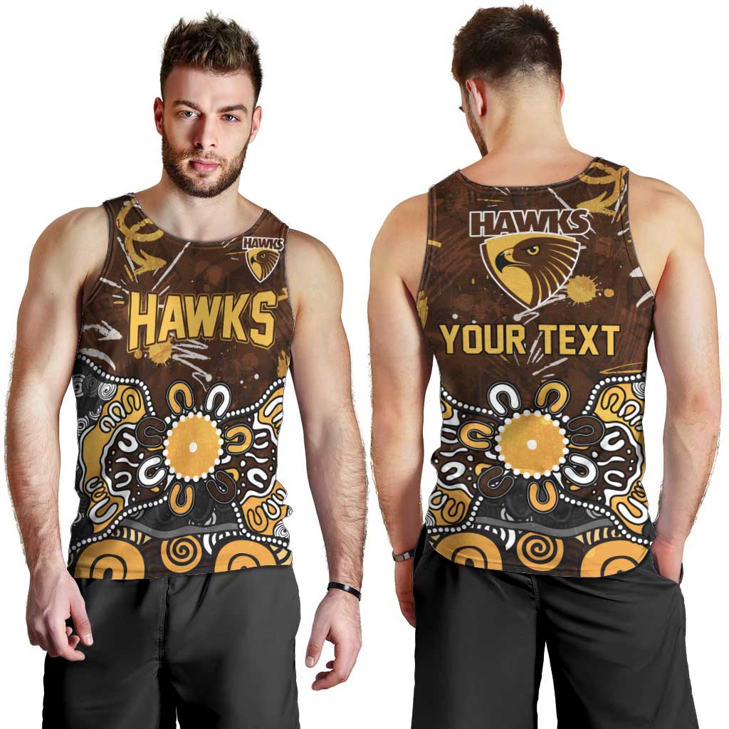 Personalized Hawthorn Hawks Men Tank Top Aboriginal Dot Painting Graffiti Style