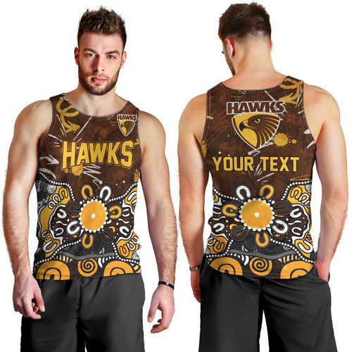 Personalized Hawthorn Hawks Men Tank Top Aboriginal Dot Painting Graffiti Style