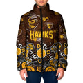 Personalized Hawthorn Hawks Padded Jacket Aboriginal Dot Painting Graffiti Style