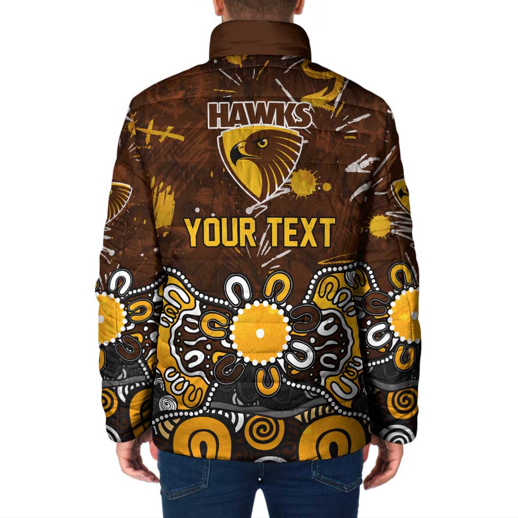 Personalized Hawthorn Hawks Padded Jacket Aboriginal Dot Painting Graffiti Style
