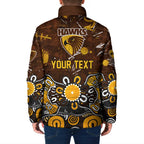 Personalized Hawthorn Hawks Padded Jacket Aboriginal Dot Painting Graffiti Style