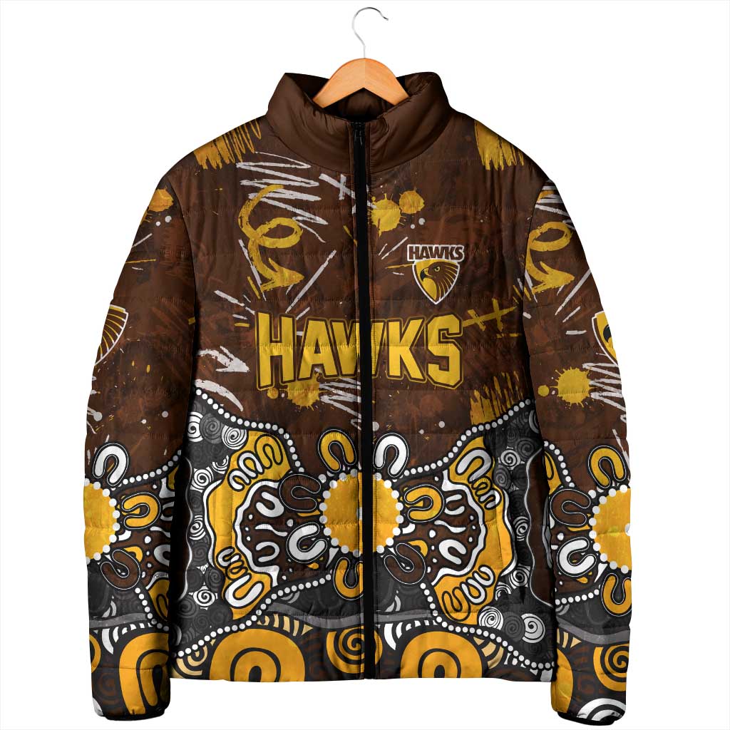 Personalized Hawthorn Hawks Padded Jacket Aboriginal Dot Painting Graffiti Style