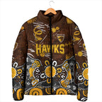 Personalized Hawthorn Hawks Padded Jacket Aboriginal Dot Painting Graffiti Style
