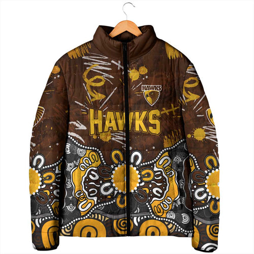 Personalized Hawthorn Hawks Padded Jacket Aboriginal Dot Painting Graffiti Style