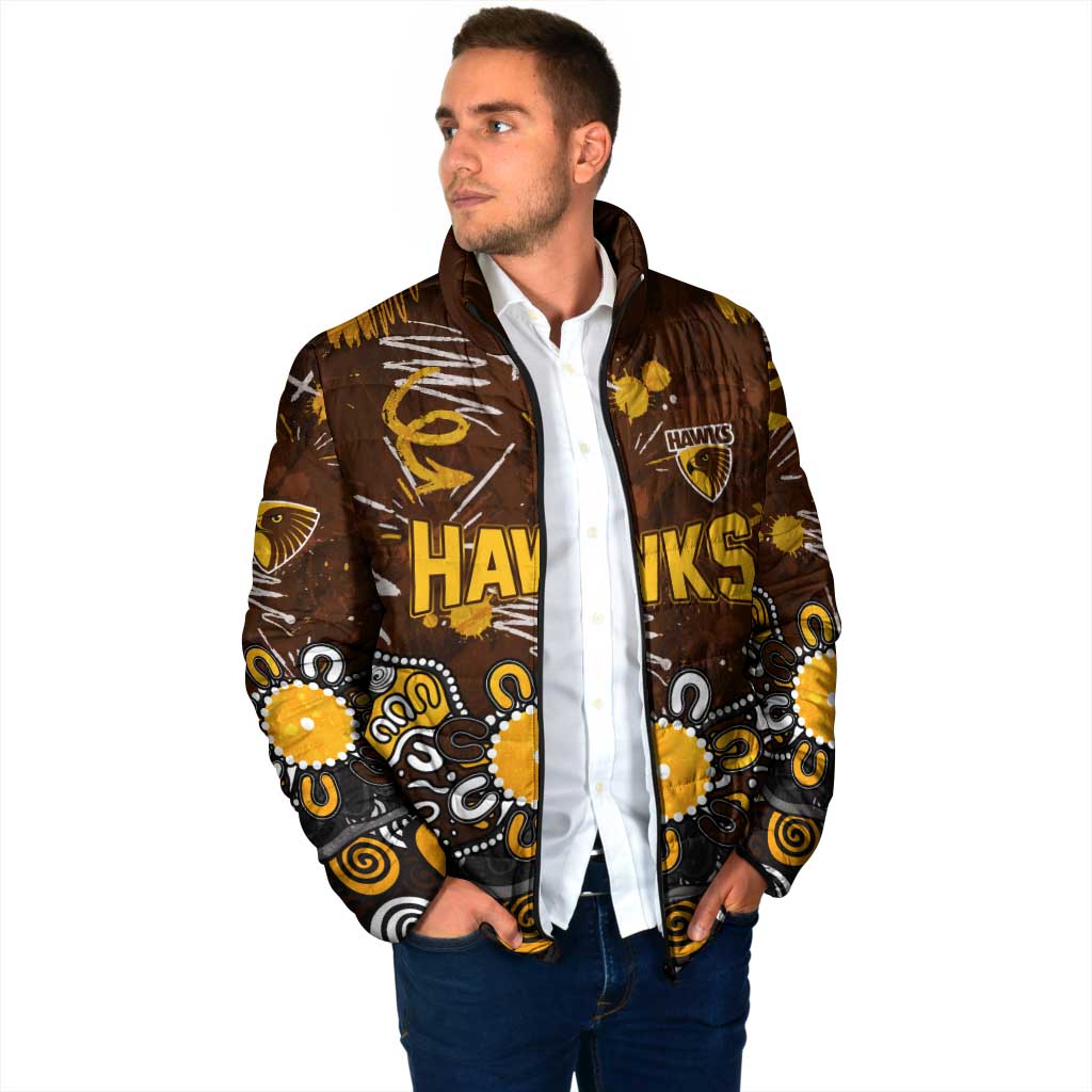 Personalized Hawthorn Hawks Padded Jacket Aboriginal Dot Painting Graffiti Style