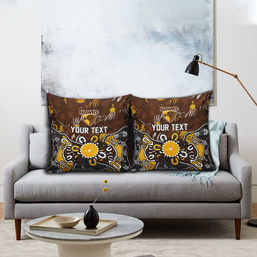 Personalized Hawthorn Hawks Pillow Cover Aboriginal Dot Painting Graffiti Style