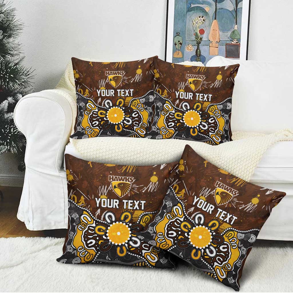 Personalized Hawthorn Hawks Pillow Cover Aboriginal Dot Painting Graffiti Style