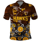 Personalized Hawthorn Hawks Polo Shirt Aboriginal Dot Painting Graffiti Style
