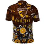 Personalized Hawthorn Hawks Polo Shirt Aboriginal Dot Painting Graffiti Style