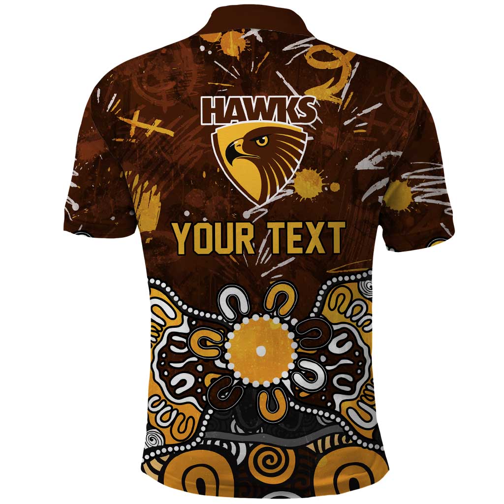 Personalized Hawthorn Hawks Polo Shirt Aboriginal Dot Painting Graffiti Style