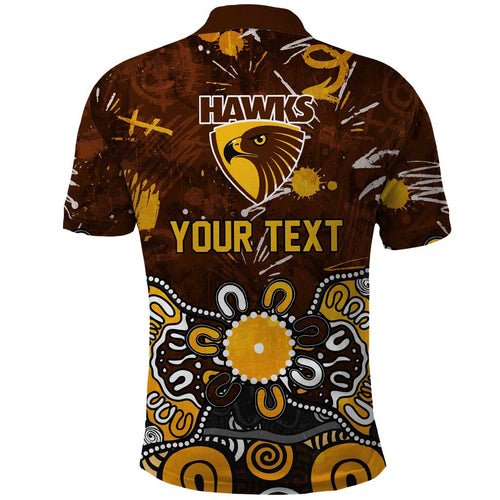 Personalized Hawthorn Hawks Polo Shirt Aboriginal Dot Painting Graffiti Style