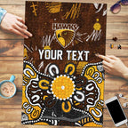 Personalized Hawthorn Hawks Puzzle Aboriginal Dot Painting Graffiti Style