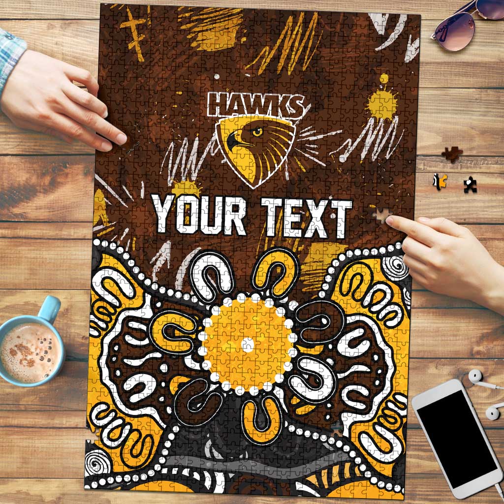 Personalized Hawthorn Hawks Puzzle Aboriginal Dot Painting Graffiti Style